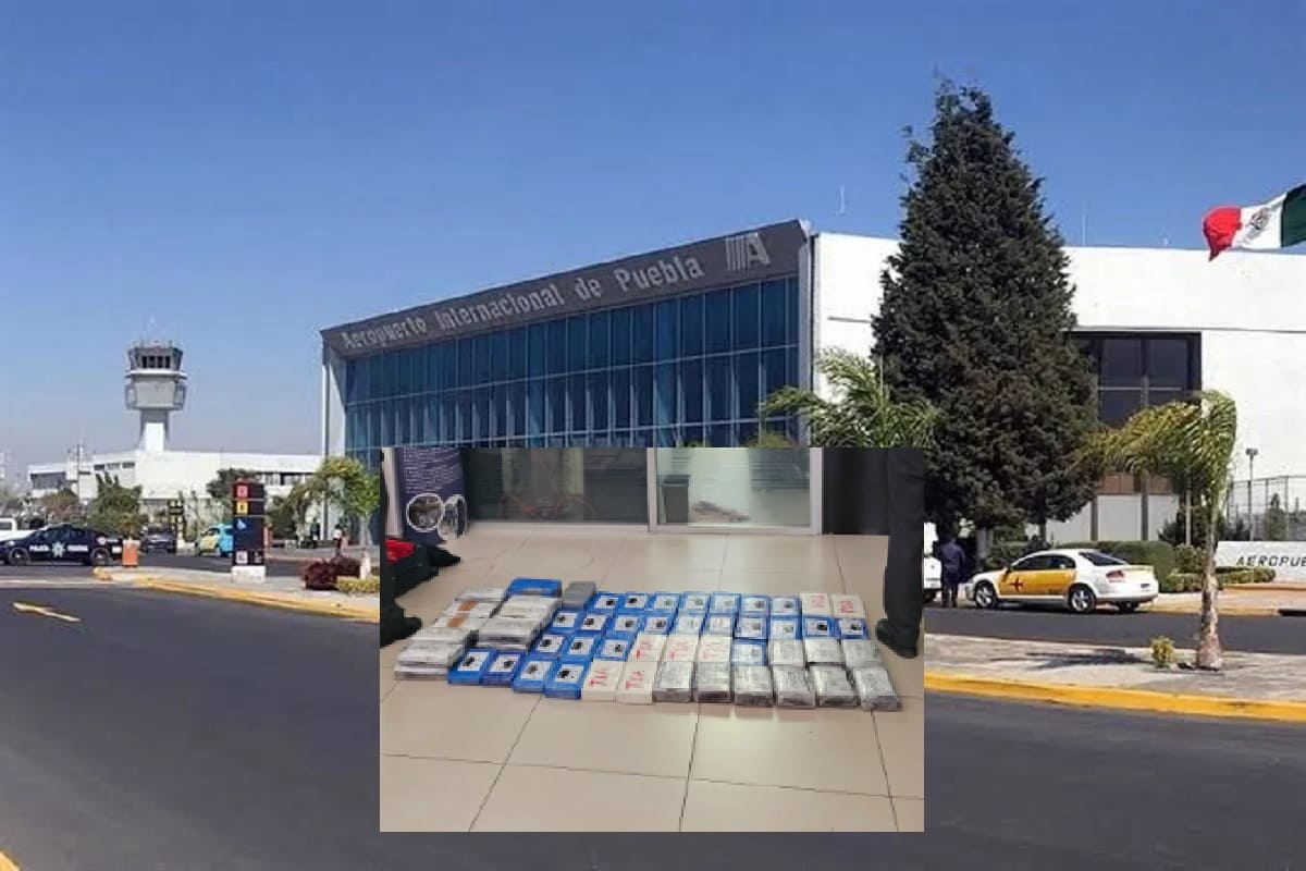 150 paquetes de cocaína decomisados y tres detenidos: el hallazgo en vuelo de Puebla a Cancún 1 encuentran cocaina aeropuerto de Puebla