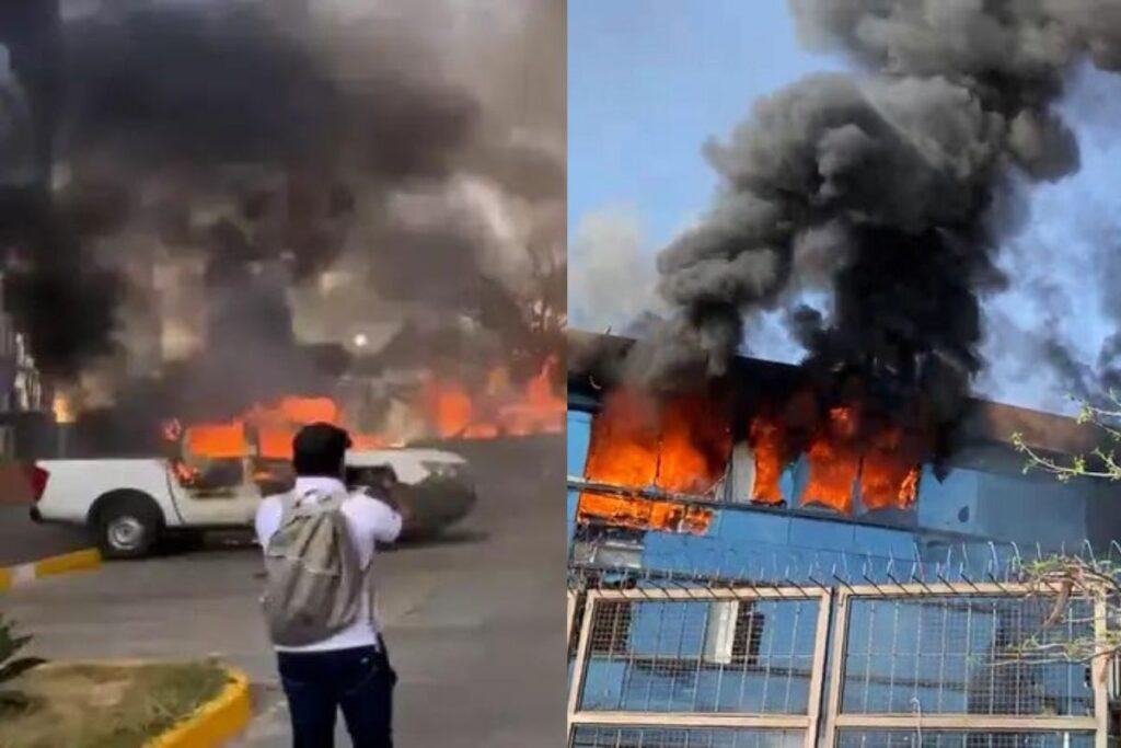 normalistas de Ayotzinapa queman vehículos en protesta