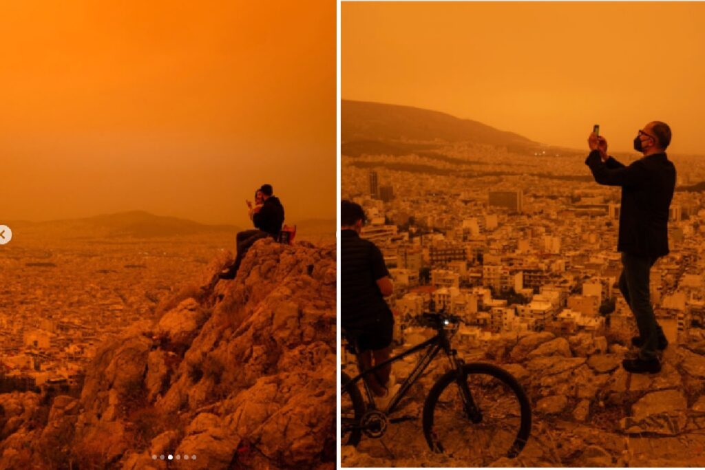 FOTOS: Nube de polvo del Sahara pinta de naranja a Atenas