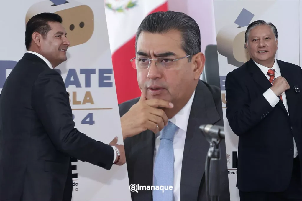 En el Debate Puebla 2024 Armenta y Fernando Morales defienden al gobernador Sergio Salomon