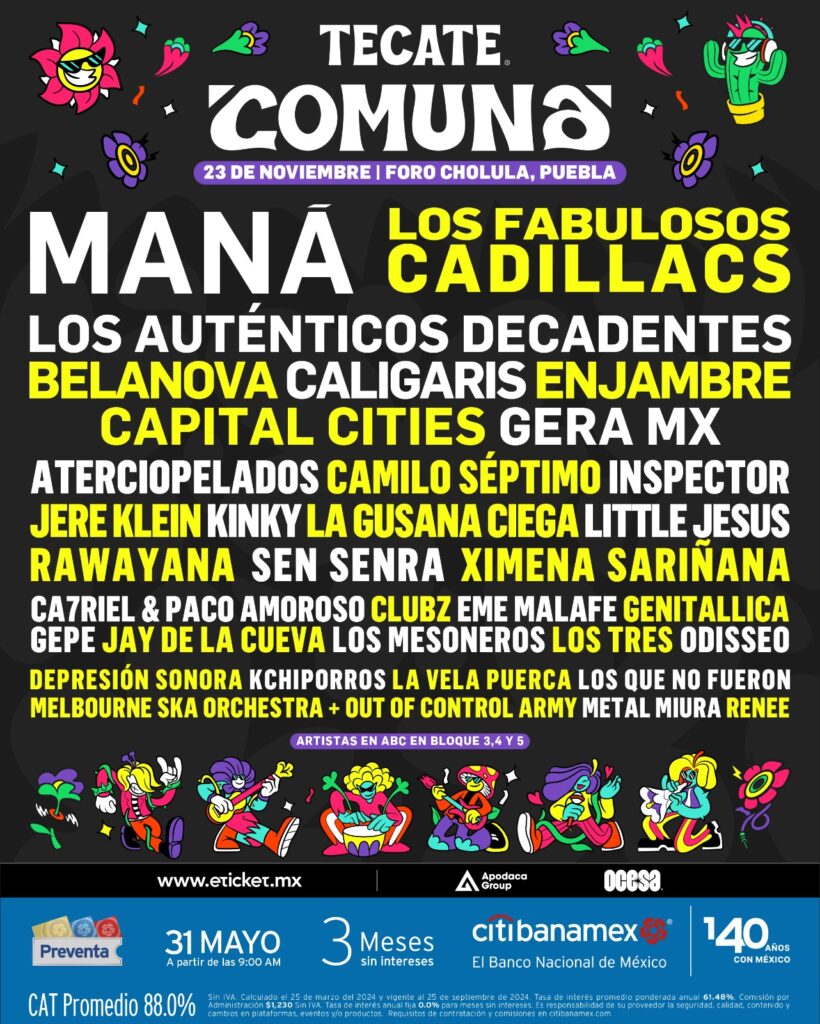 Mana y Los Fabulosos Cadillacs encabezan el cartel del Tecate Comuna
