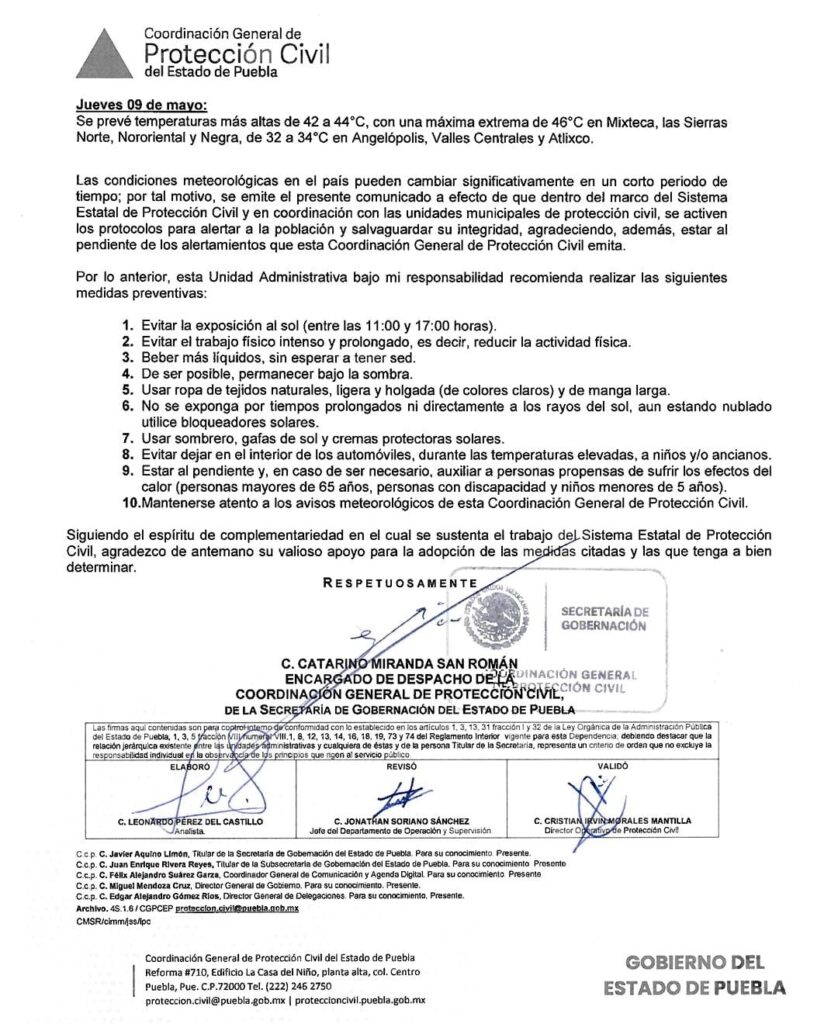 Clima en Puebla: Pronostican temperaturas de hasta 45° en algunas zonas del estado este 9 de mayo 9 Clima en Puebla Pronostican temperaturas de hasta 45°