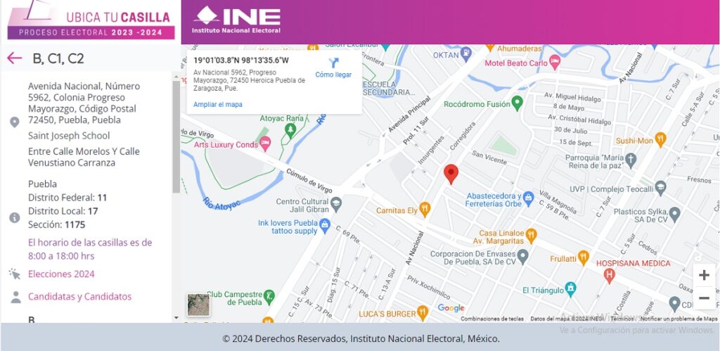 ine ubica tu casilla mapa