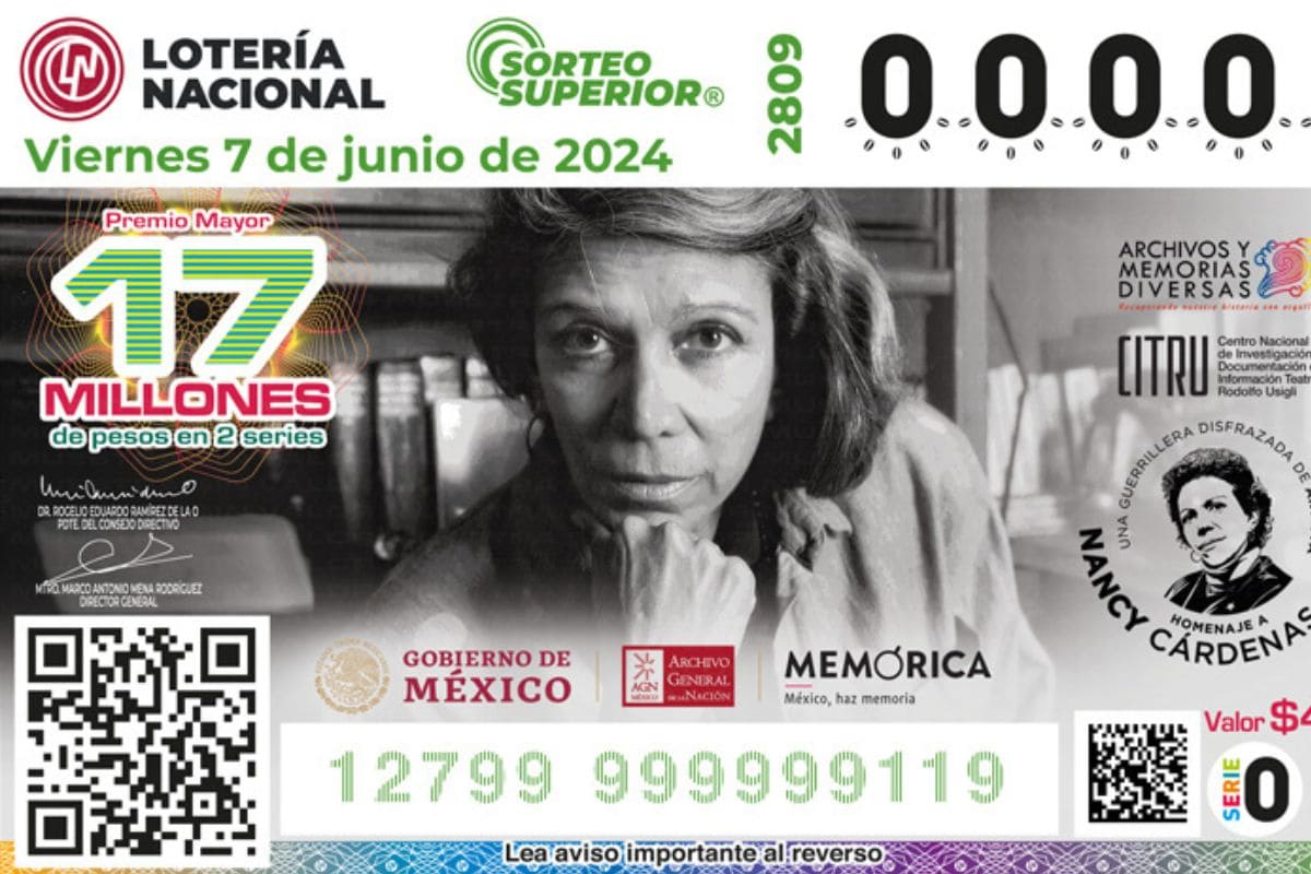 Lotería Nacional lanza billete conmemorativo en honor a Nancy Cárdenas 1 Nancy Cárdenas Lotería Nacional