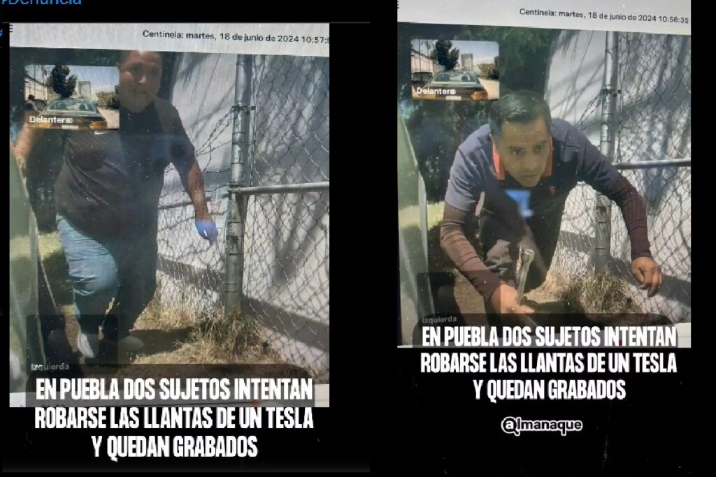 FOTOS: Roban llantas a un auto en Puebla, ahora en el estacionamiento de Palmas Plaza 6 Delincuentes intentan robar las llantas de un Tesla en Puebla y difunden sus caras en redes