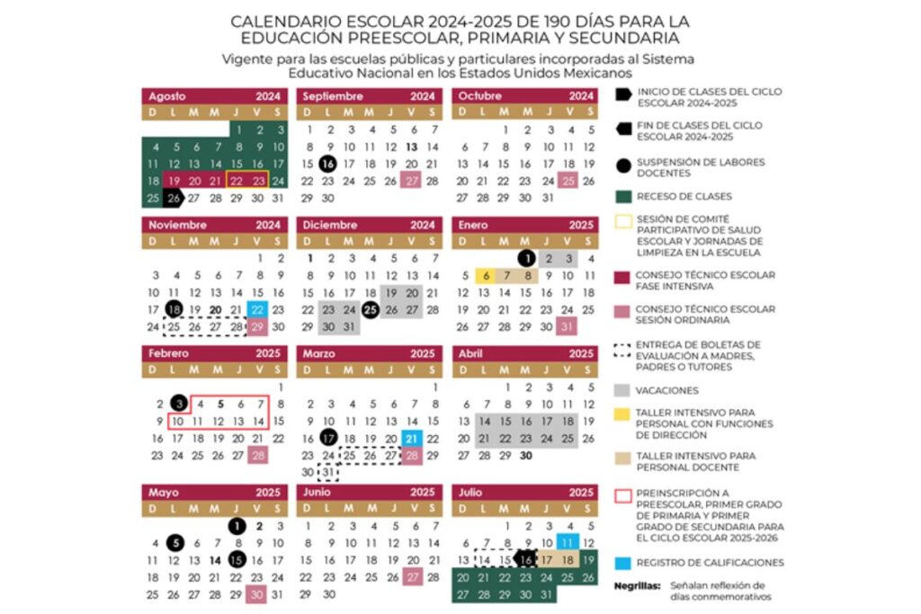 Calendario del ciclo escolar 2024-2025: Inicio, vacaciones, puentes, entrega de boletas y más 