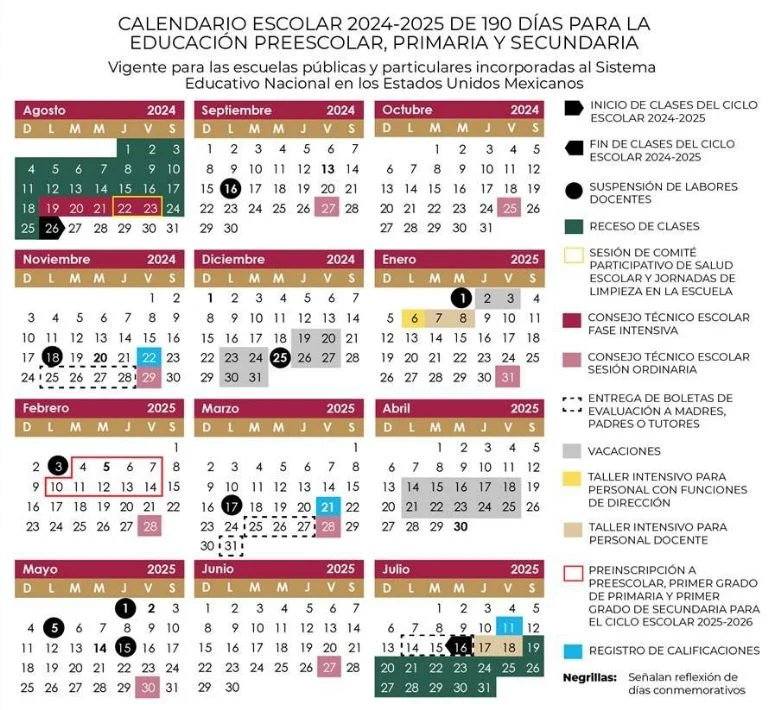 Conoce las vacaciones y puentes del calendario escolar 2024-2025 de la SEP