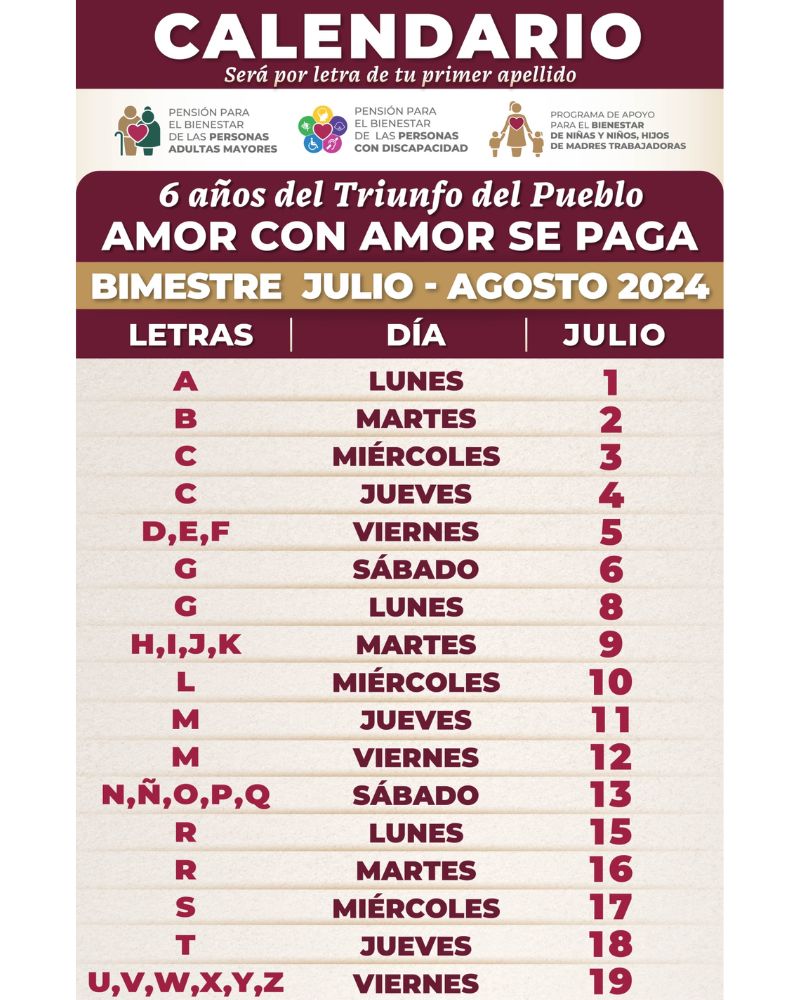 ATENCIÓN: Este es el calendario del pago de la Pensión del Bienestar de julio 2024 en Puebla