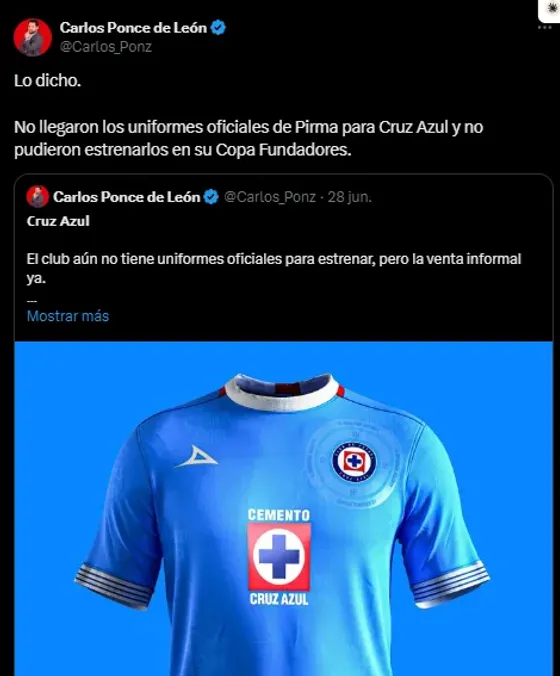 ¿Por qué Cruz Azul no jugó con su playera nueva contra América de Cali? 6 ¿Por qué Cruz Azul no jugó con su playera nueva contra América de Cali?