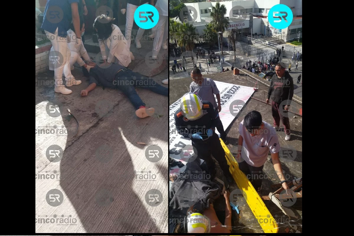 Hombres se electrocutan al cambiar el anuncio de una funeraria frente al Hospital General del Sur 1 Hombres se electrocutan al cambiar el anuncio de una funeraria frente al Hospital General del Sur
