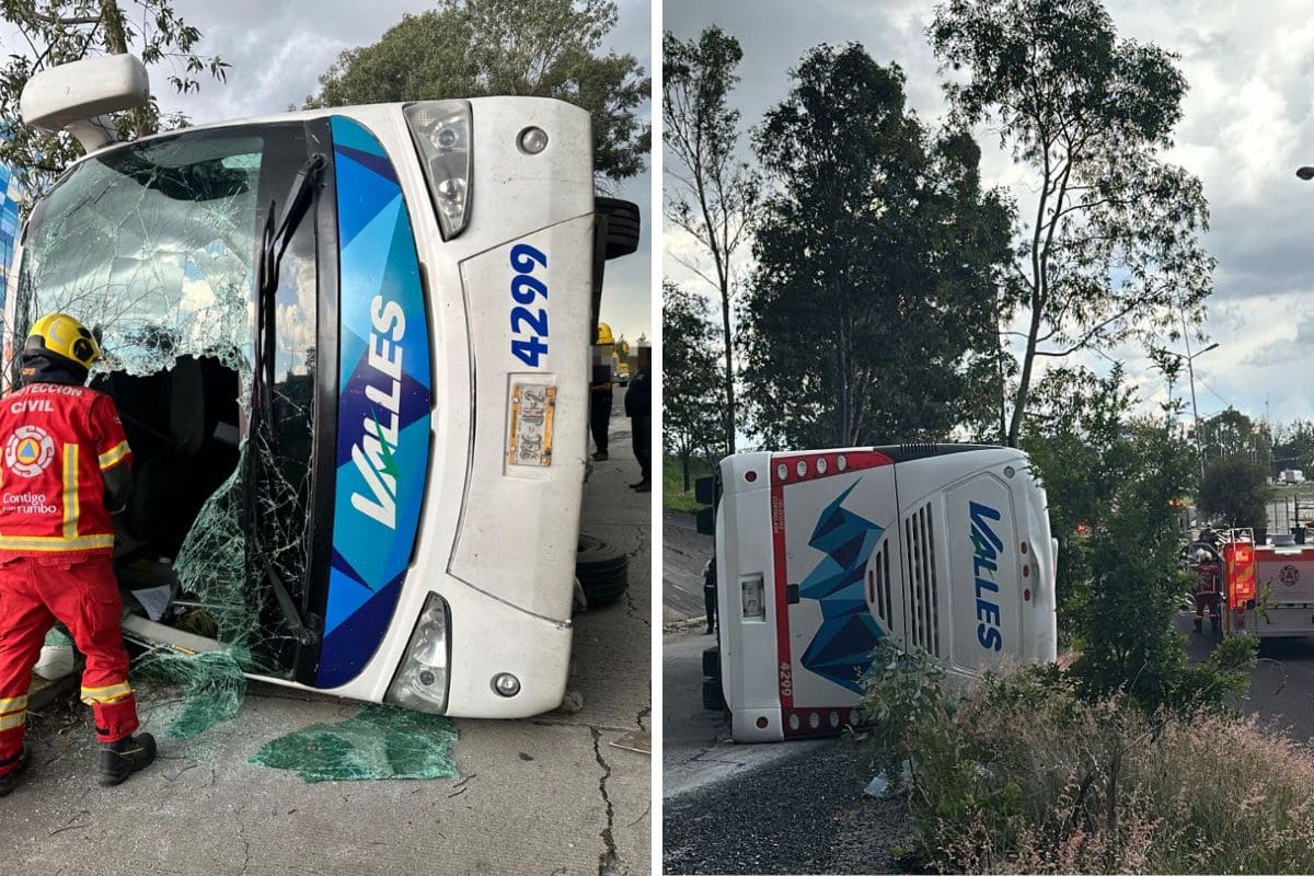 Autobús de la empresa Valles vuelca en la México-Puebla y deja 17 heridos 1 autobús de la empresa Valles vuelca México-Puebla