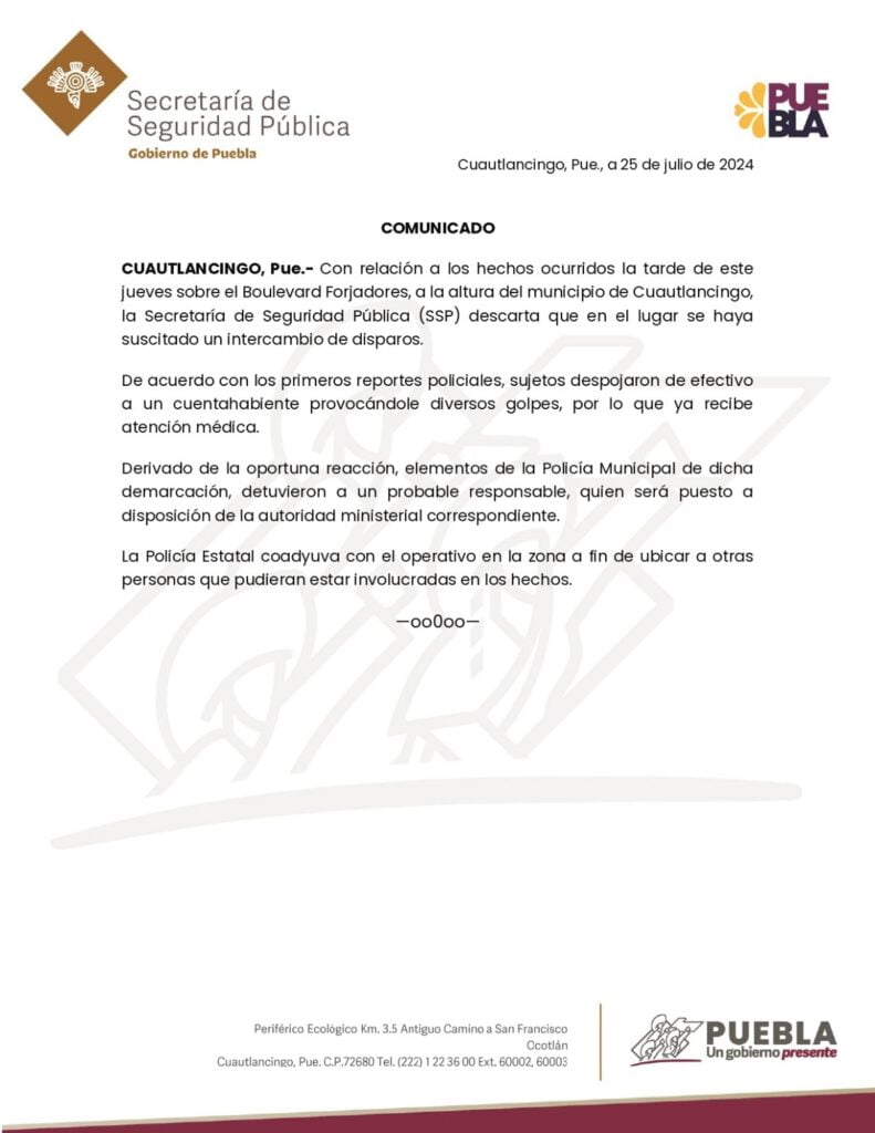 boletin asalto cruz del sur