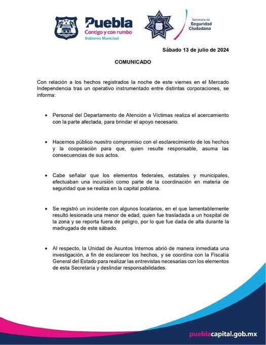 comunicado balacera mercado independencia