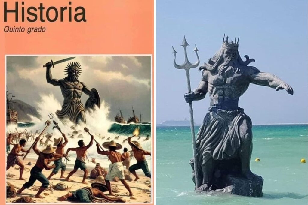 Mar se retira en puerto de Progreso y estas son las mejores FOTOS 7 memes estatua de Poseidón