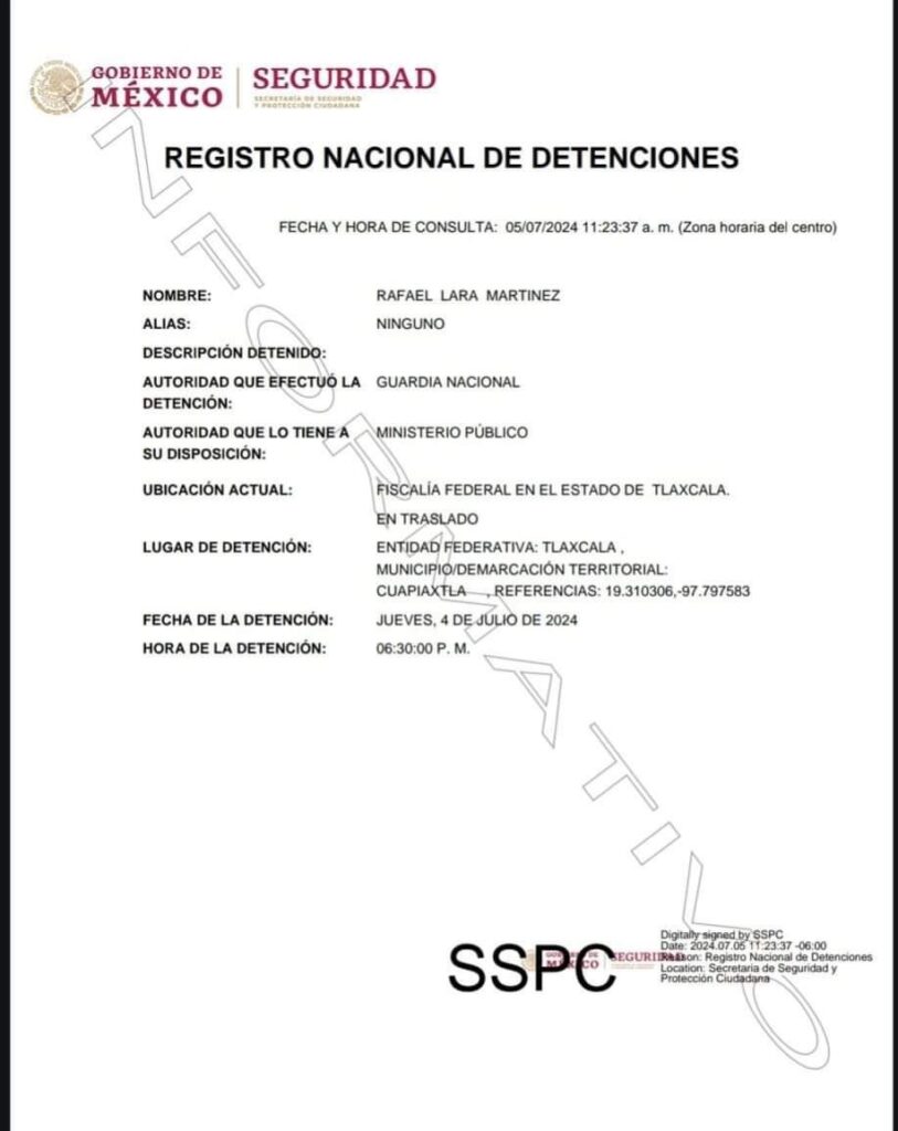 ficha detencion alcalde de huehuetla