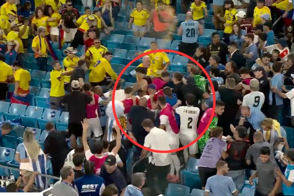pelea uruguay aficion colombia darwin nunez