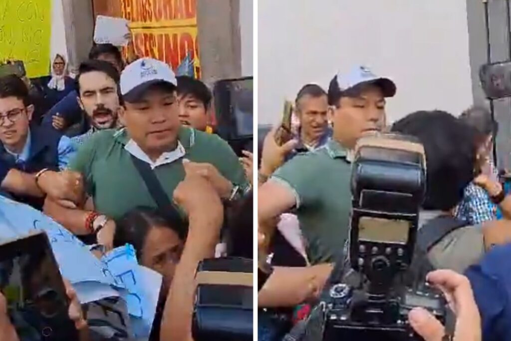 sujeto agrede a feministas aborto en Puebla