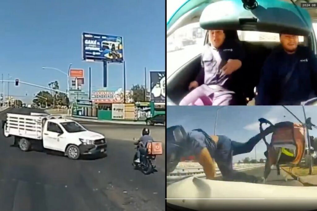 video motociclista choca contra camioneta en meicali