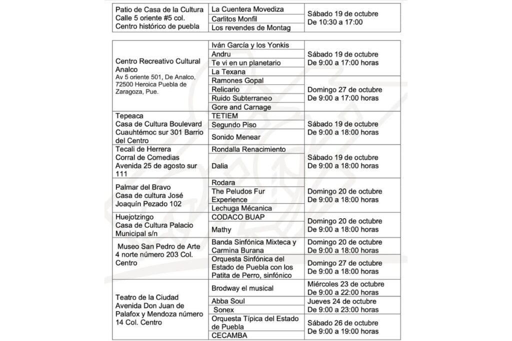 artistas festival internacional de Puebla 2024