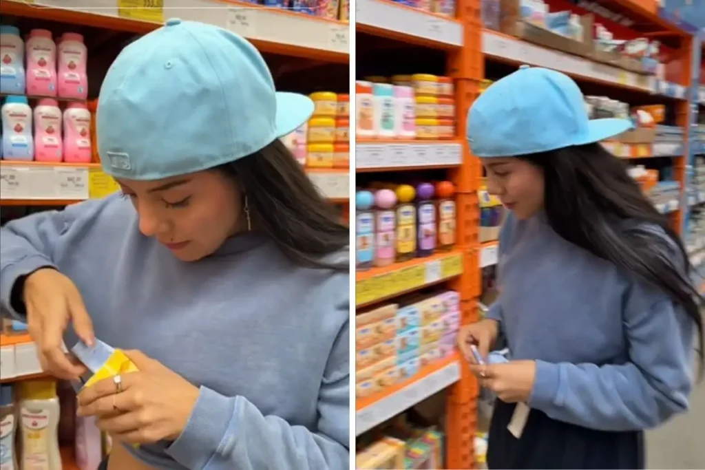 Doris Jocelyn graba video del trend “Ella merecía ese bolso” en supermercado de Puebla
