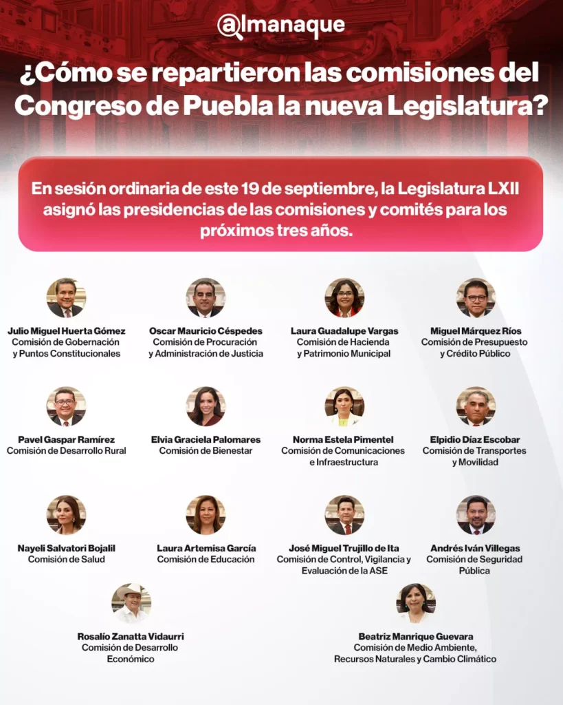 grafico comisiones del Congreso de Puebla la nueva Legislatura
