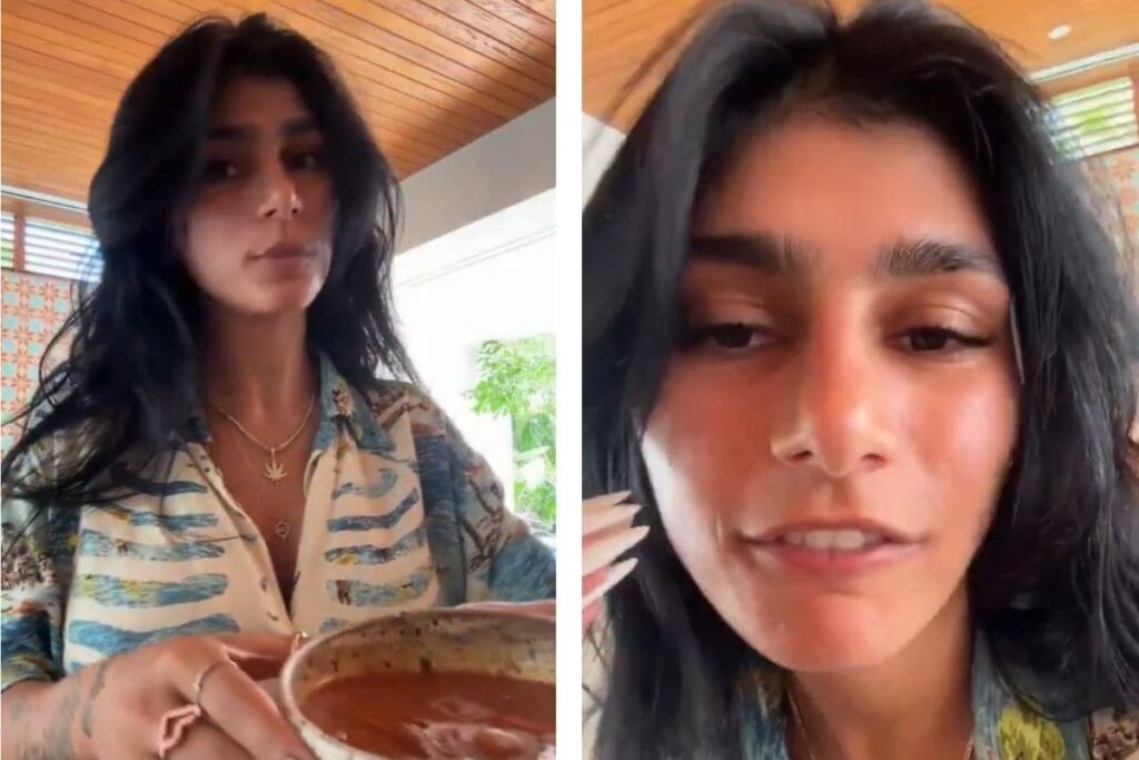 Mia Khalifa comiendo menudo