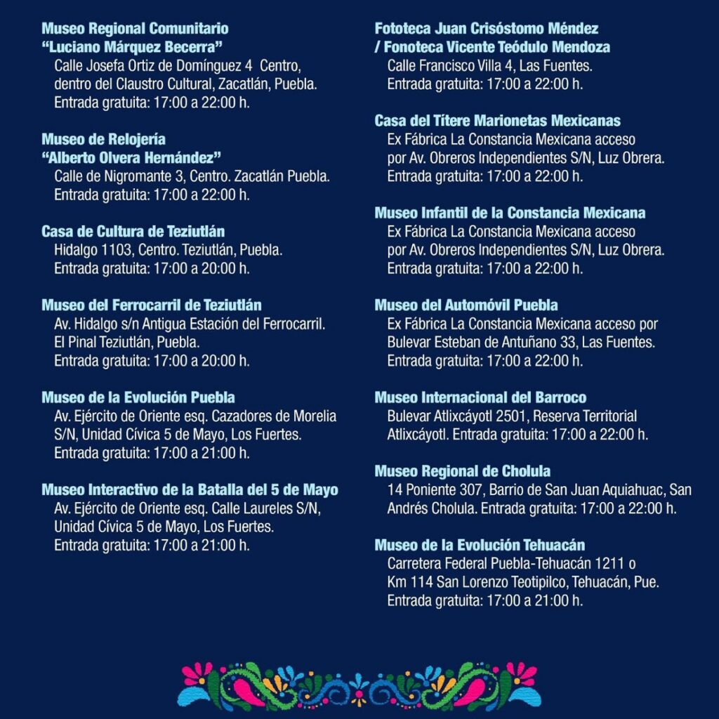 noche de museos en puebla fiestas patrias 1