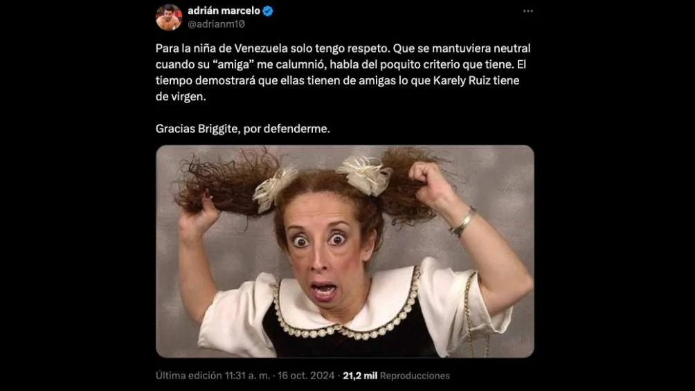 Adrián Marcelo agradece a Briggitte Bozzo por defenderlo en La Casa de los Famosos 4 Adrián Marcelo agradece a Briggitte Bozzo por defenderlo en La Casa de los Famosos