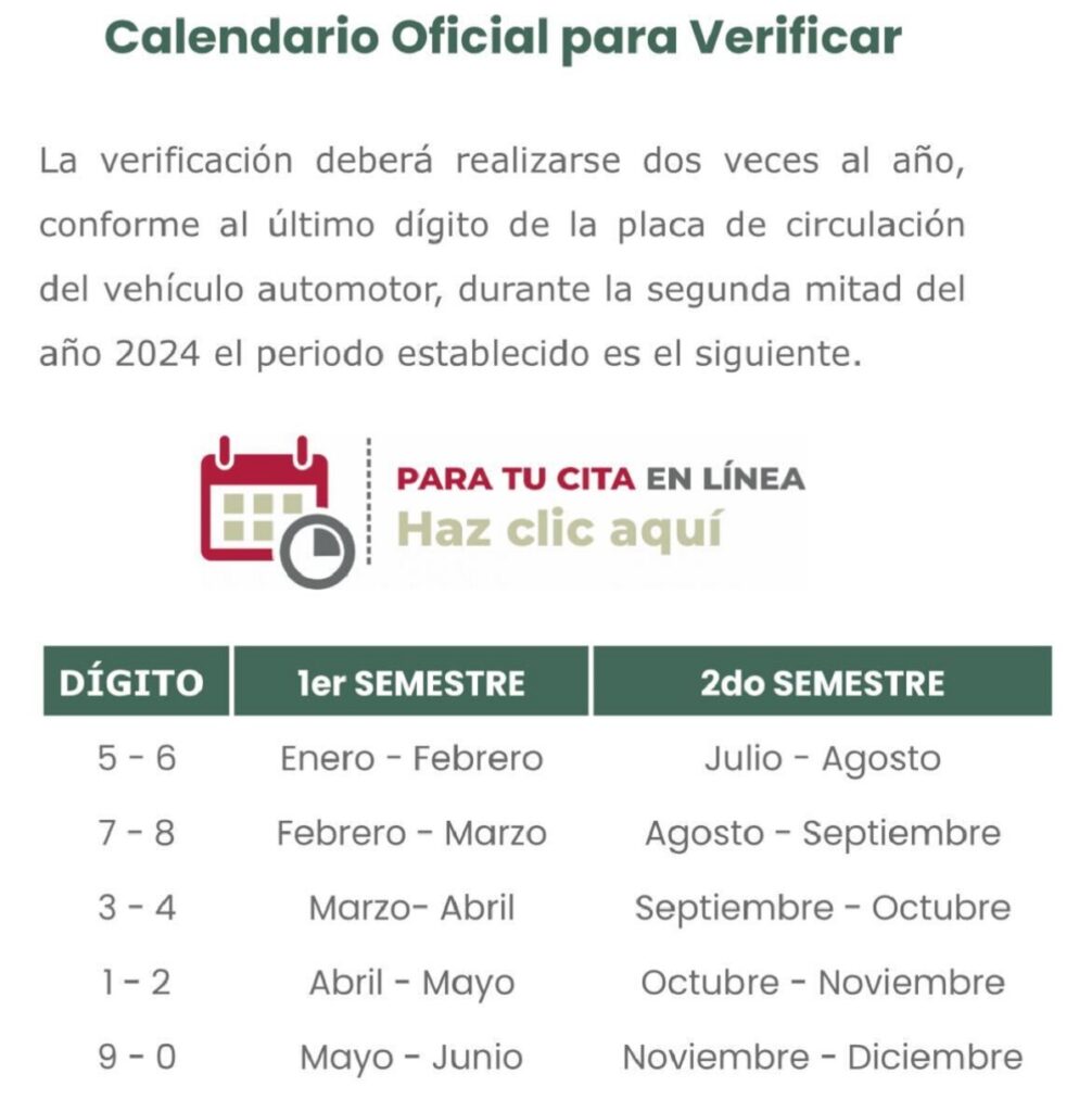 Calendario de verificación vehicular en Puebla de noviembre