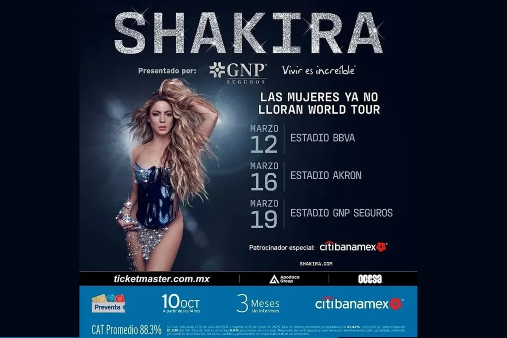 Hasta 12 mil pesos costarán los boletos de Shakira en México