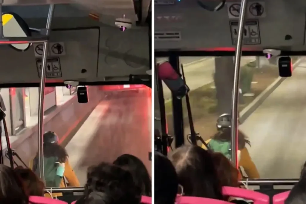 (VIDEO) Ciclista invade carril del Metrobús en CDMX e insulta al conductor