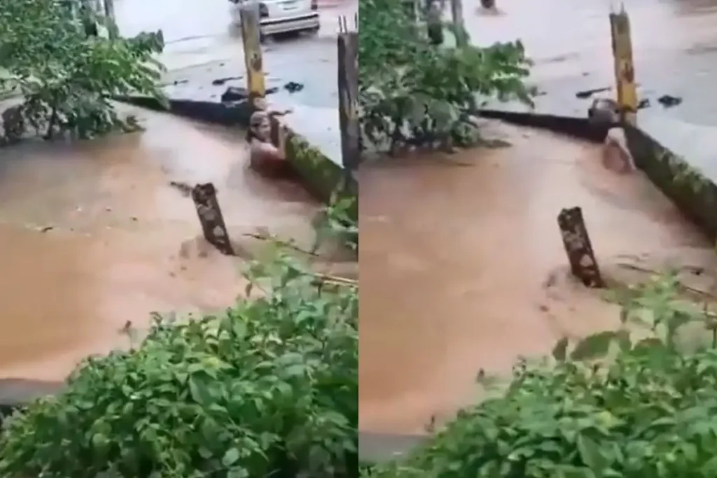 VIDEO: Hombre es arrastrado por un arroyo en Catemaco, Veracruz