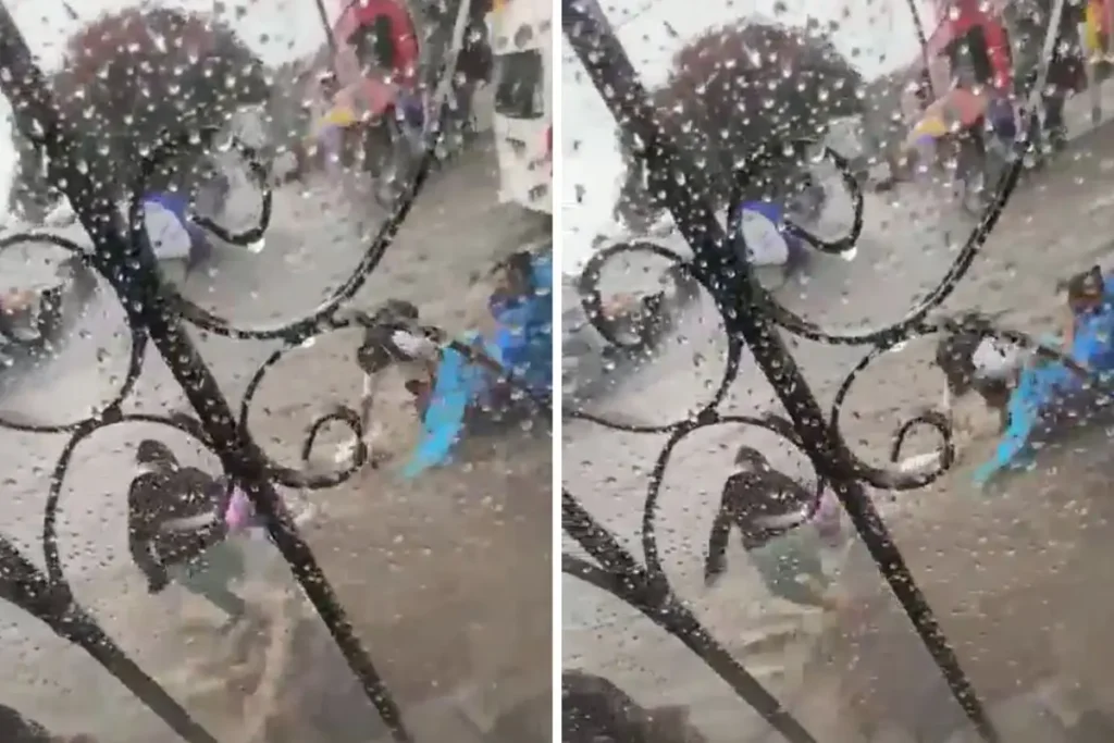 Lluvia en Atlixco inunda calles y corriente arrastra a niños