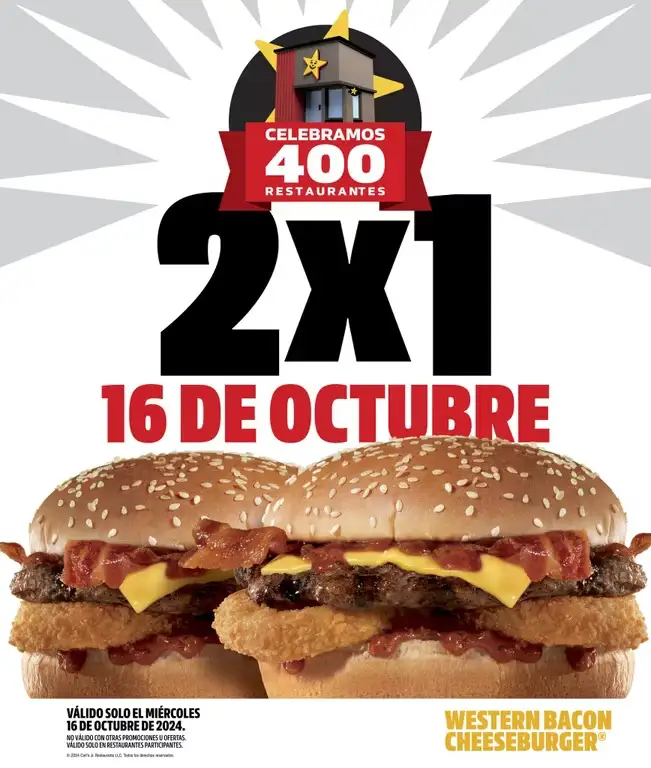 Promoción de 2x1 en Carl's Jr