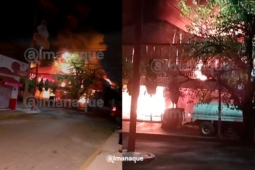 fuerte incendio en la gran bodega de amalucan