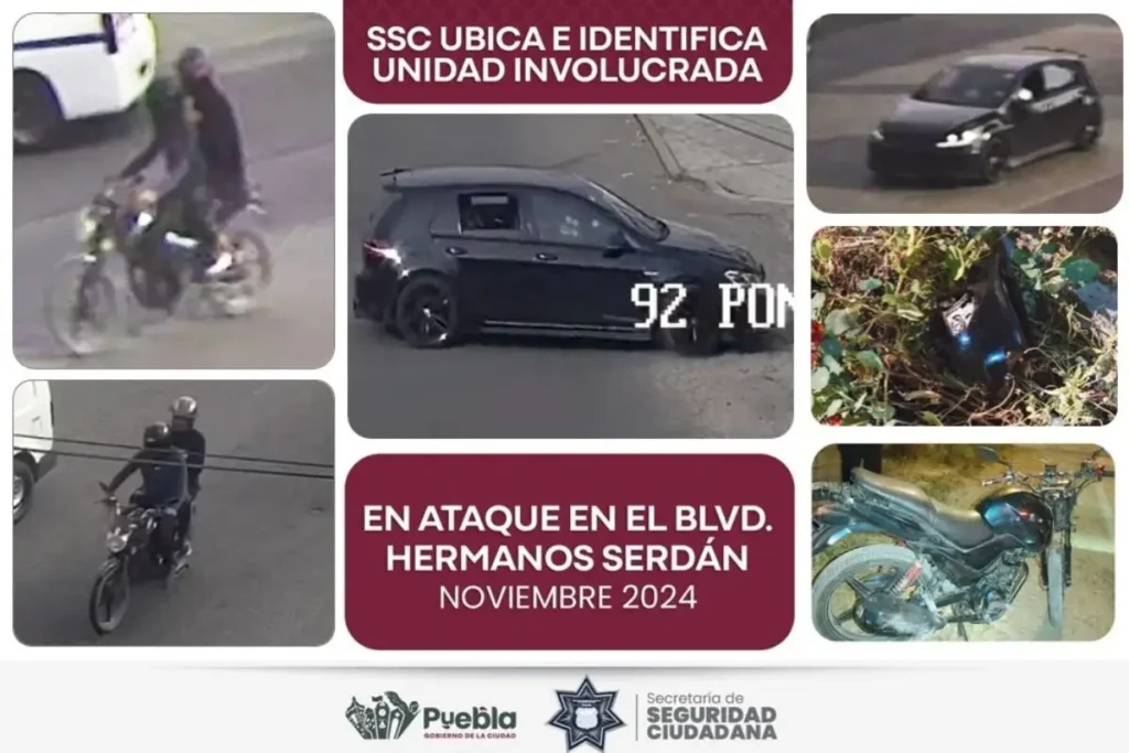 SSC Identifica y ubica vehículo de agresores en ataque directo en Boulevard Hermanos Serdán