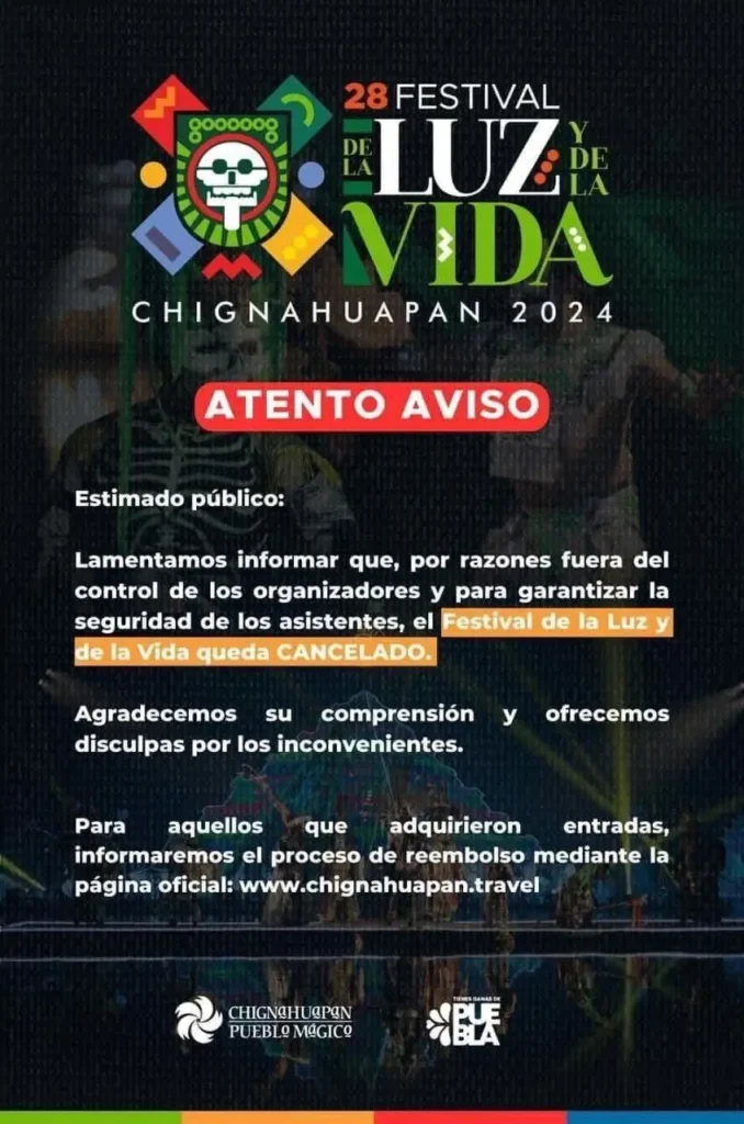 Cancelan Festival de Luz y Vida 2024 en Chignahuapan 2 Cancelan Festival de Luz y Vida 2024 en Chignahuapan
