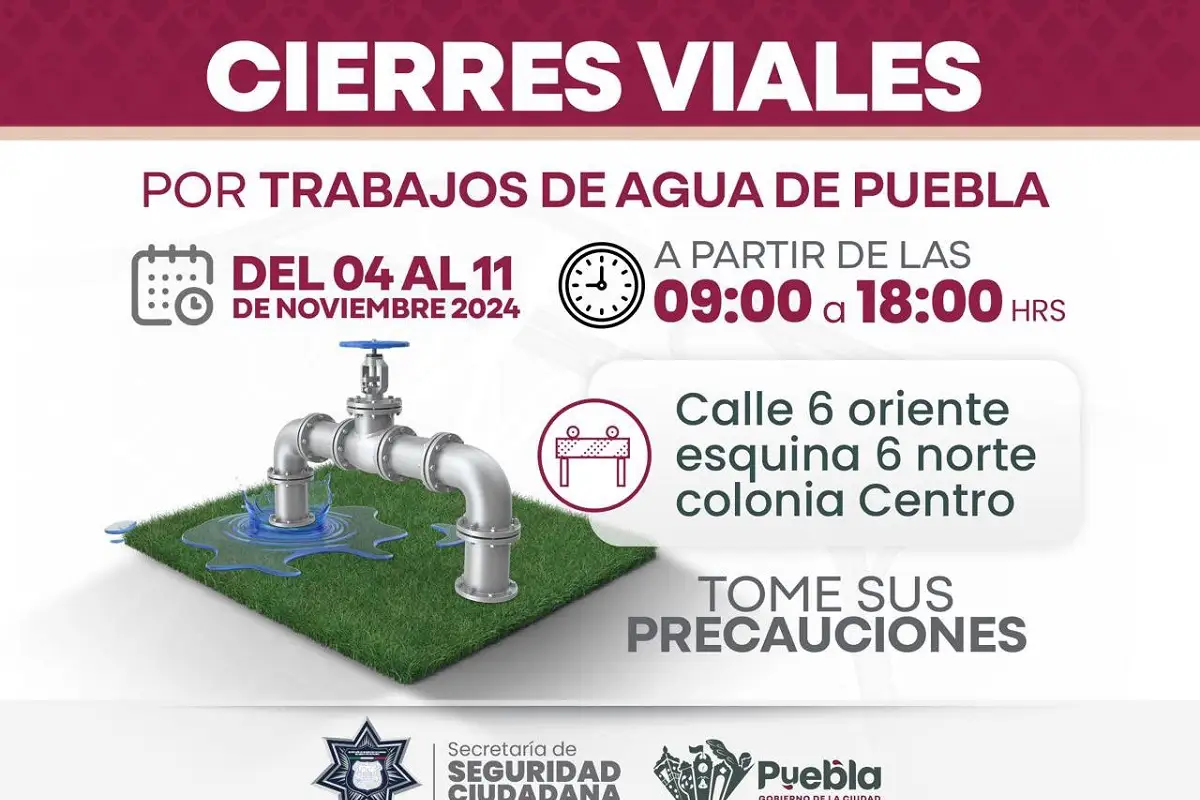 Habrá cierres viales en el Centro hasta el 11 de noviembre por trabajos de Agua de Puebla 1 Estos son los cierres viales en el centro