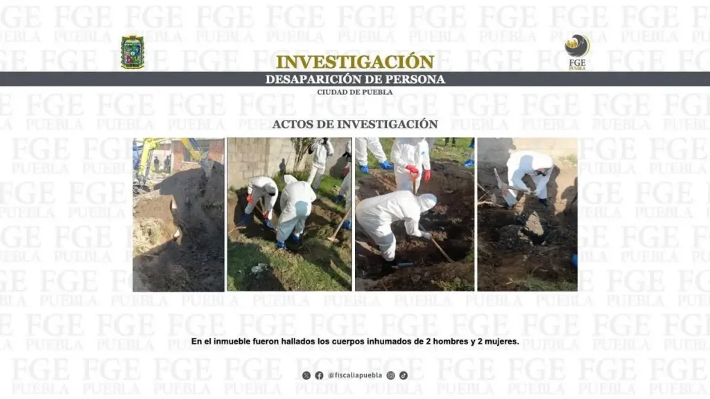 Encuentran cuatro cuerpos en fosa clandestina en Puebla: FGE