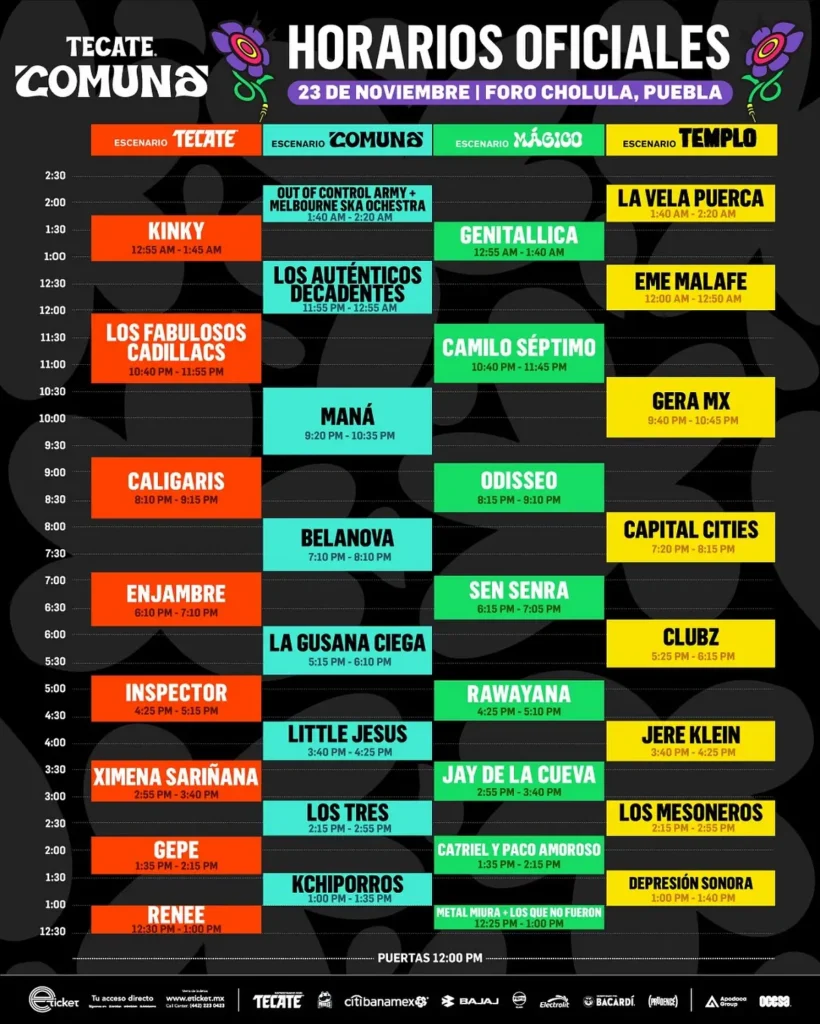 Estos son los horarios del Tecate Comuna 2024 2 Estos son los horarios del Tecate Comuna 2024