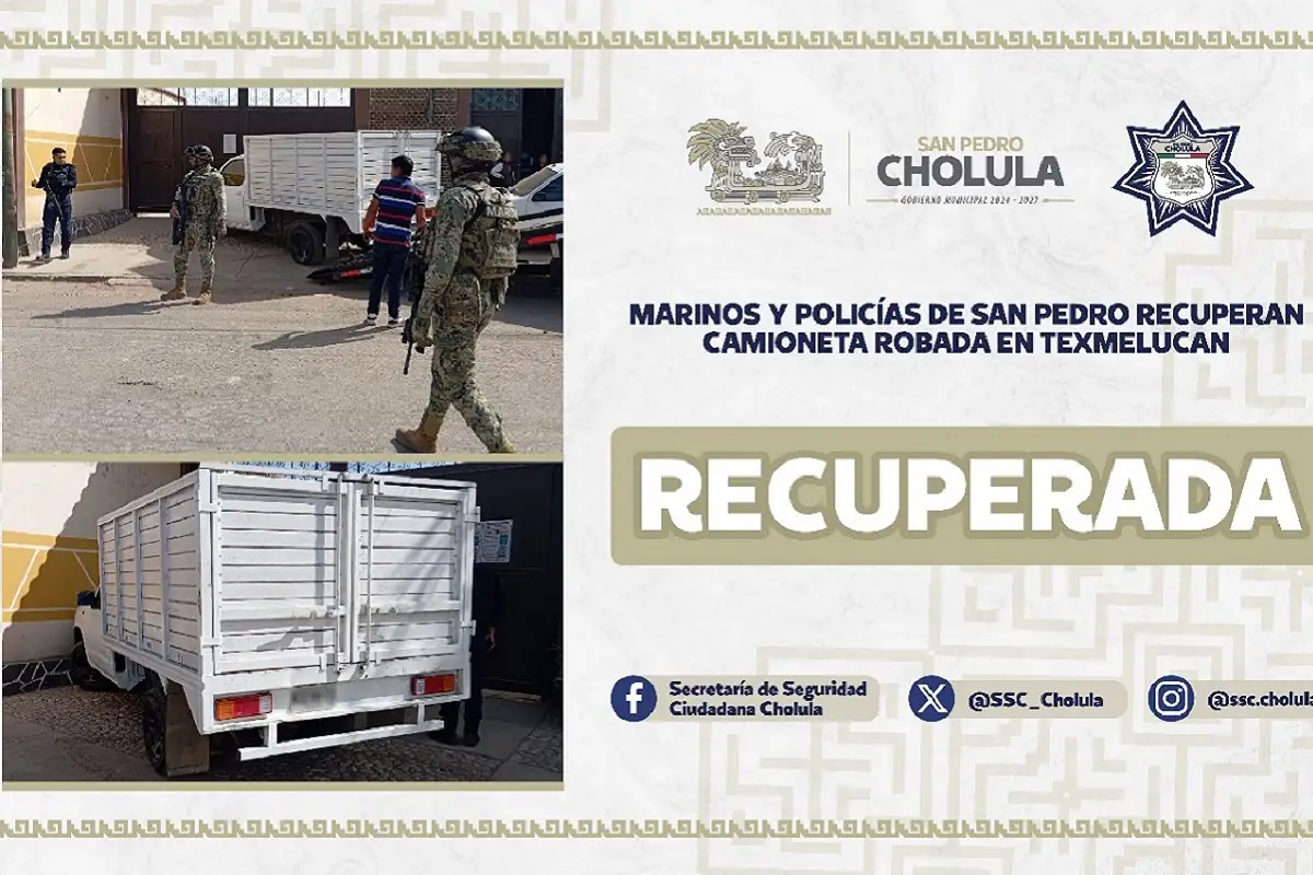 Marinos y policías de San Pedro recuperan camioneta robada en Texmelucan 1 Marinos y policías de San Pedro recuperan camioneta robada en Texmelucan