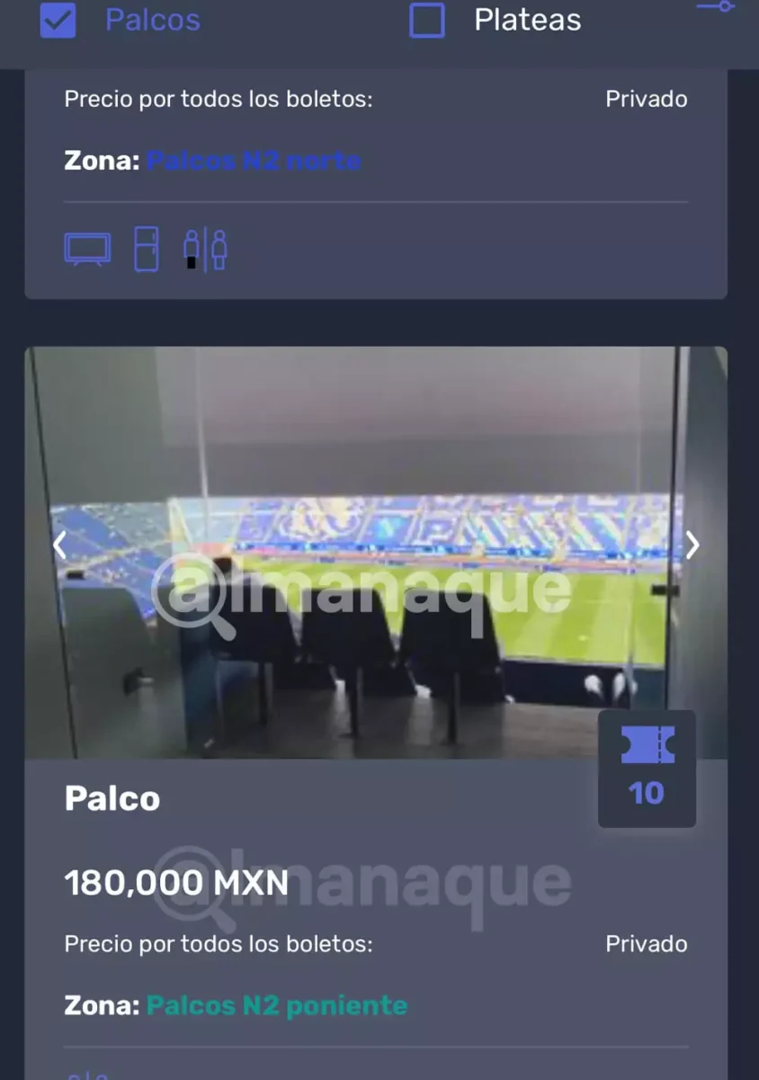 LOCURA: Venden en 270 mil pesos palco para el América-Monterrey en el Cuauhtémoc 5 precios reventa final america monterrey estadio cuauhtemoc 2