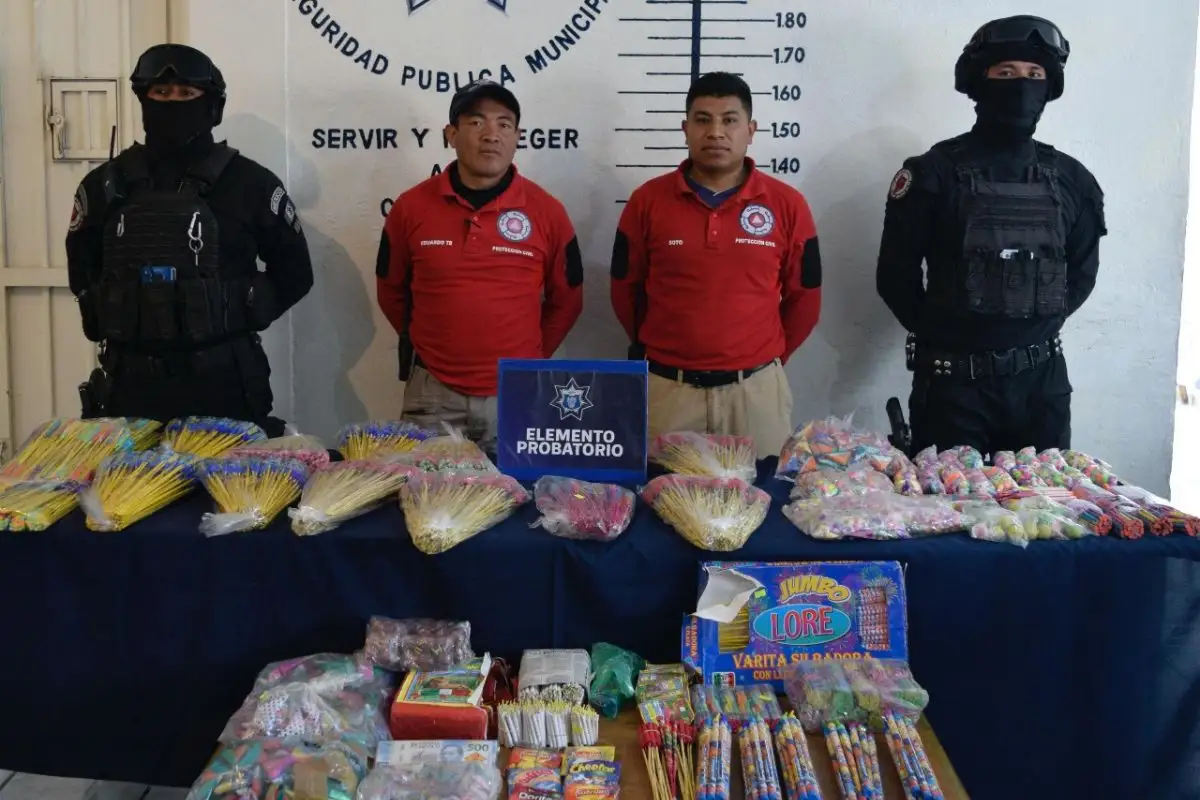 Gobierno de San Pedro Cholula decomisa 80 kilogramos de artículos pirotécnicos