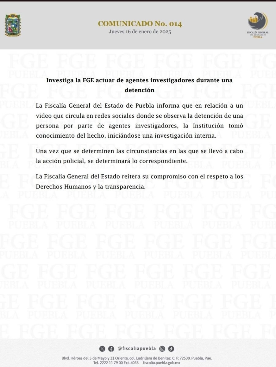 Agentes ministeriales de Puebla detienen por error a un transeúnte