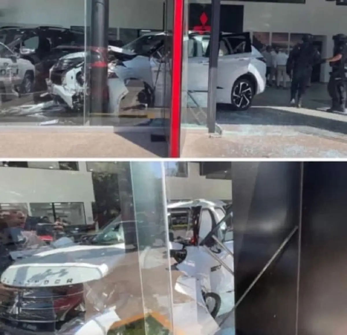 Mujer destroza camioneta en su prueba de manejo sin salir de la agencia en Tepic