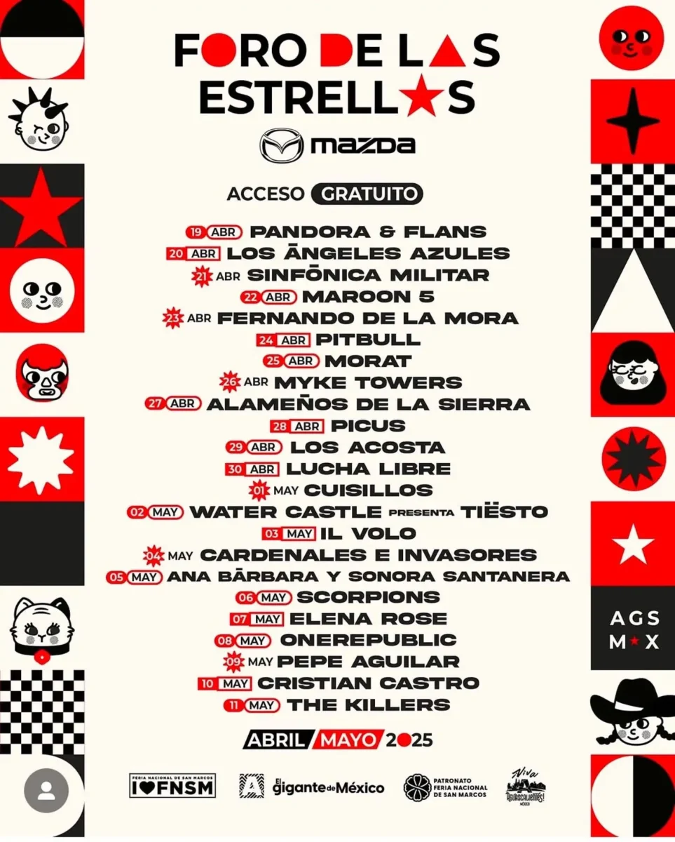 The Killers, Maroon 5, Scorpions y Tiesto gratis en la Feria de San Marcos 2025