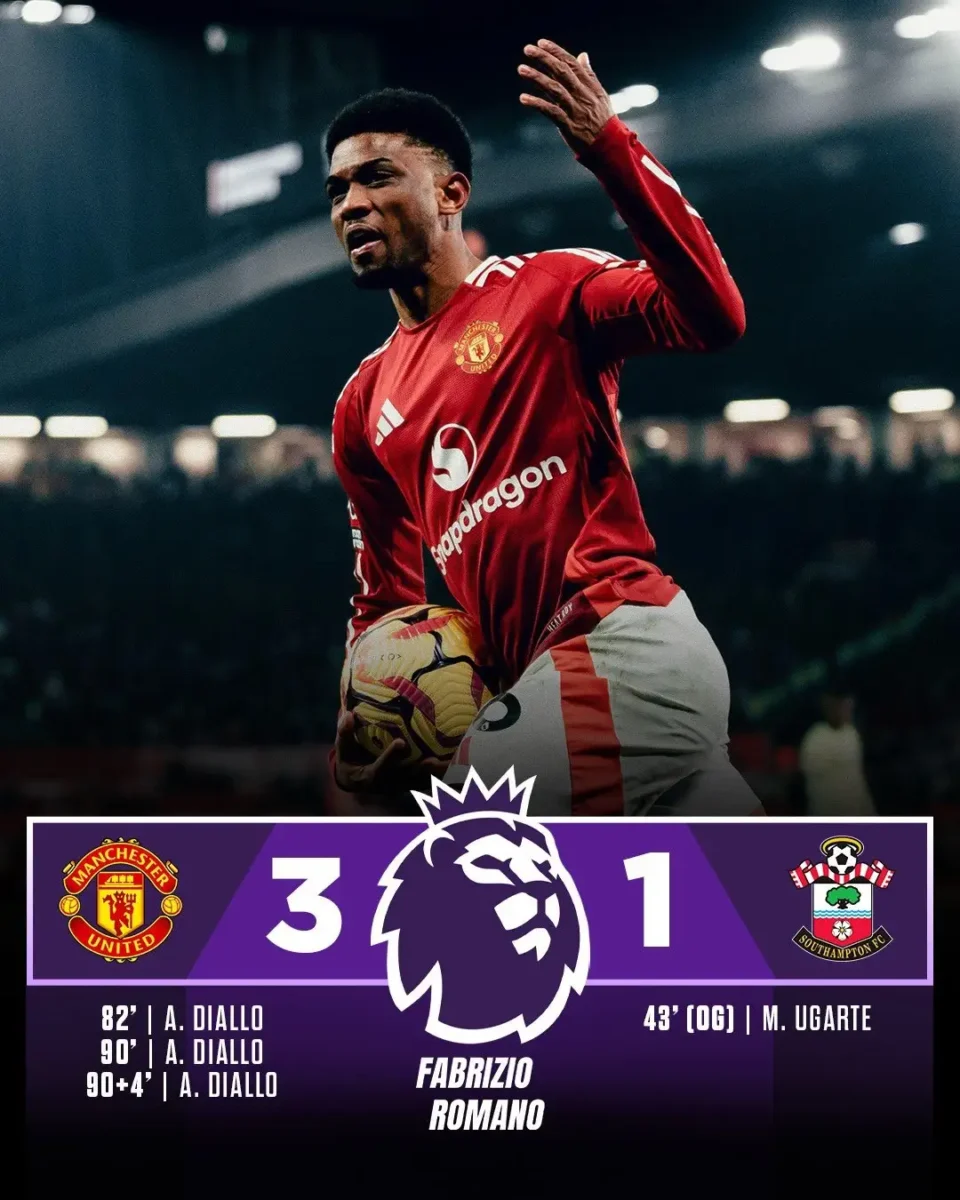 Amad Diallo le da la victoria al Manchester United con un hat-trick ante el Southampton