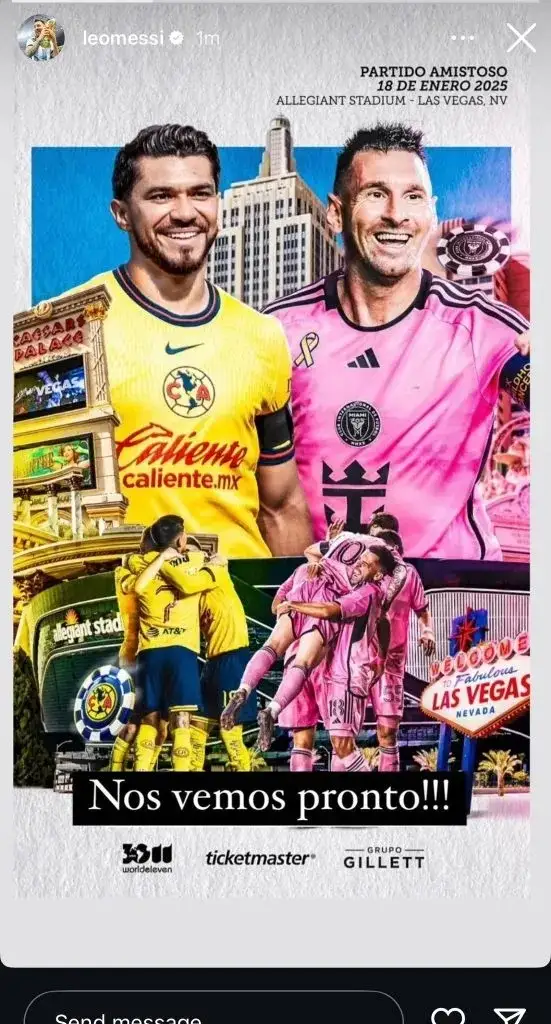 ¿Messi jugará en el América vs Inter de Miami?