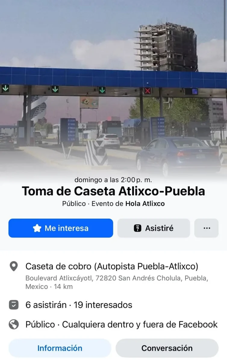 Convocan a tomar la caseta Puebla-Atlixco por inseguridad