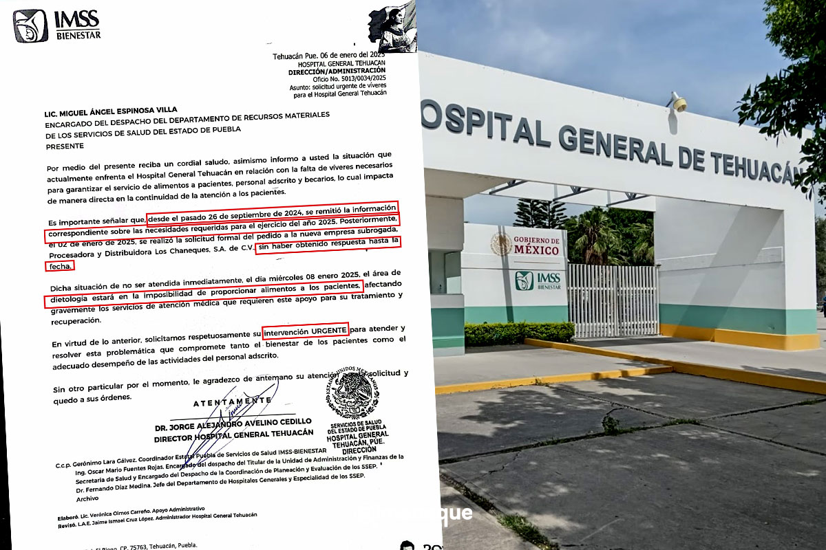 IMSS-Bienestar deja sin alimentos a Hospitales de Puebla 1 IMSS-Bienestar deja sin alimentos a Hospitales de Puebla